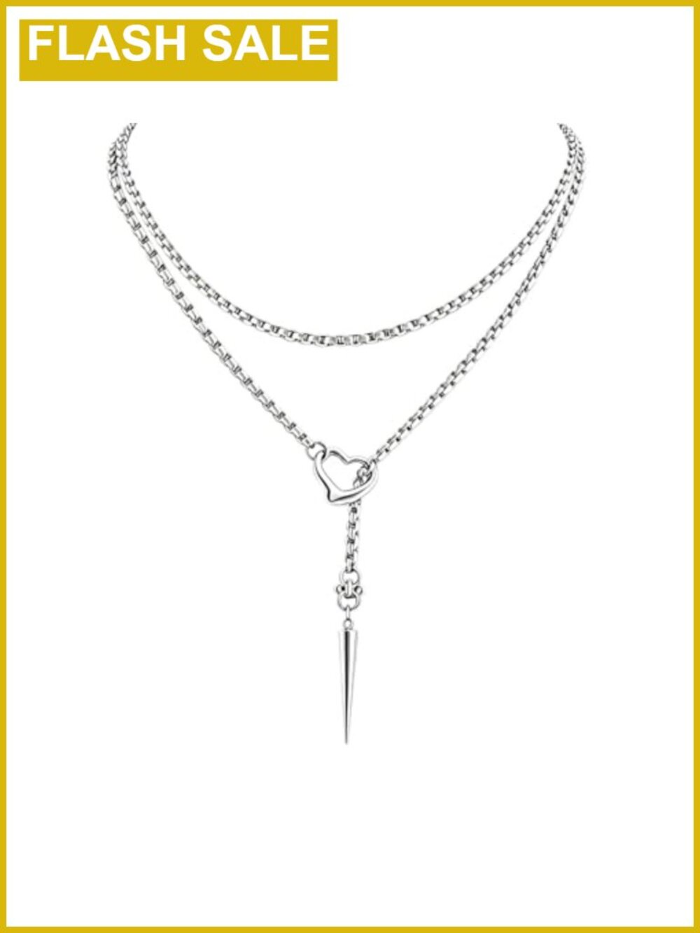 Sylexthorn Stainless Steel Y-Necklace Double Layered Lariat Gothic Punk Choker